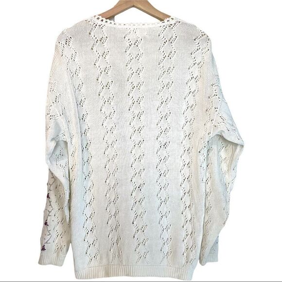 Vintage Northern Traditions Pointelle Knit Floral Embroidered Cardigan - Picture 5 of 11